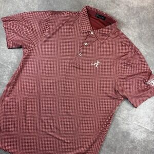 Alabama Crimson Tide Polo Shirt Mens M Red Geometric Robert Trent Jones Trail